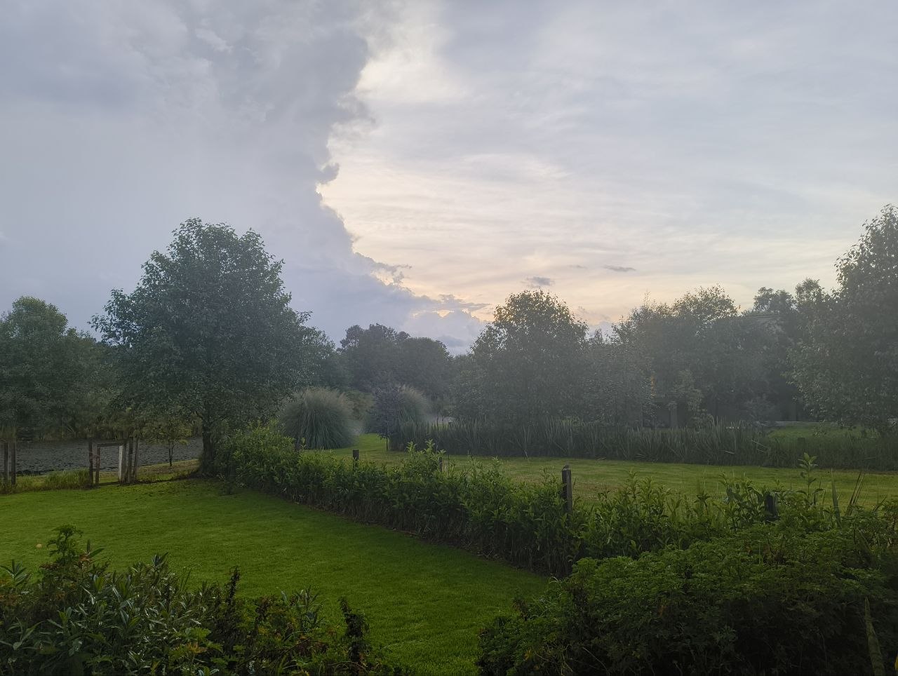Sunset on the deck in Valle de Bravo with clouds overshadowing the sunset