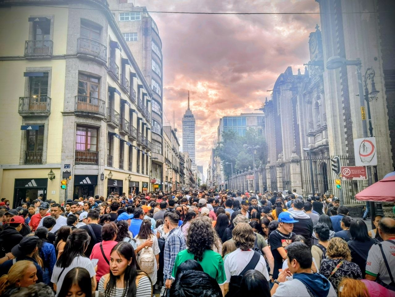 Walking back from the Zocalo in CDMX with lots of people in a crowd