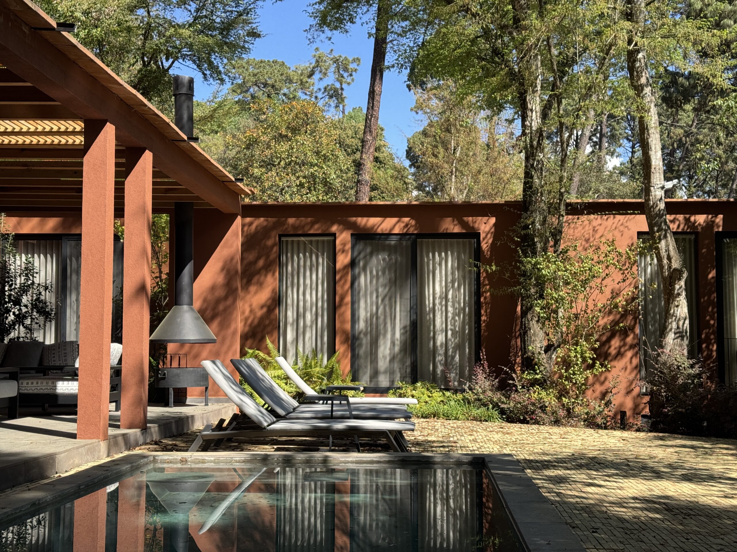 Mexican architecture in Valle de Bravo outside view facing patio